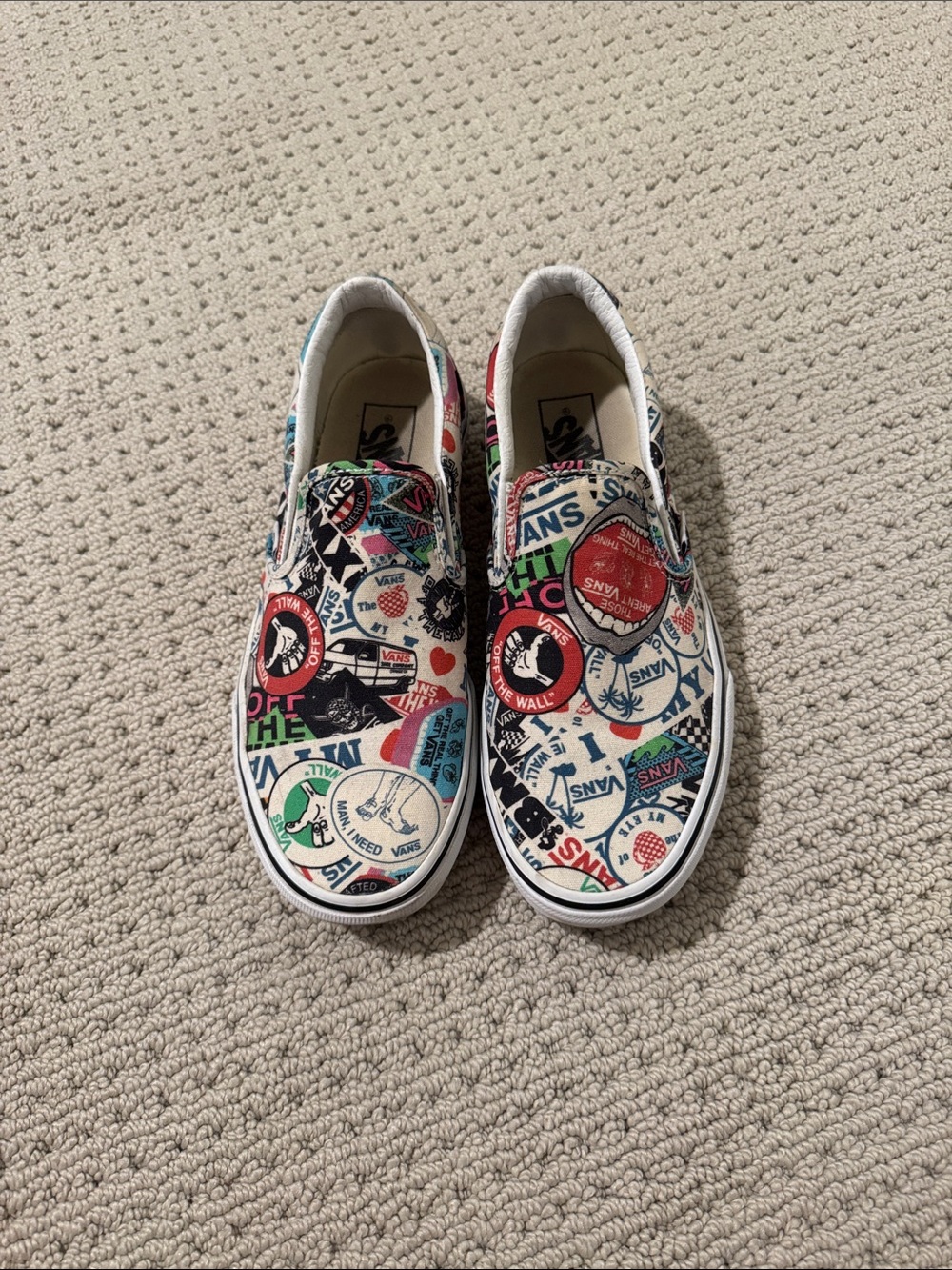 Vans Slip-On Sneakers with Multi-Color Sticker Print